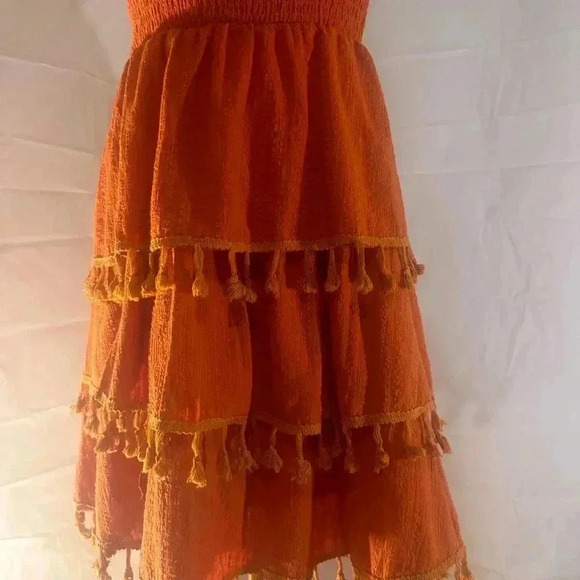 NWT DAVI & DANI Orange Smocked Strapless Dress - Picture 6 of 6